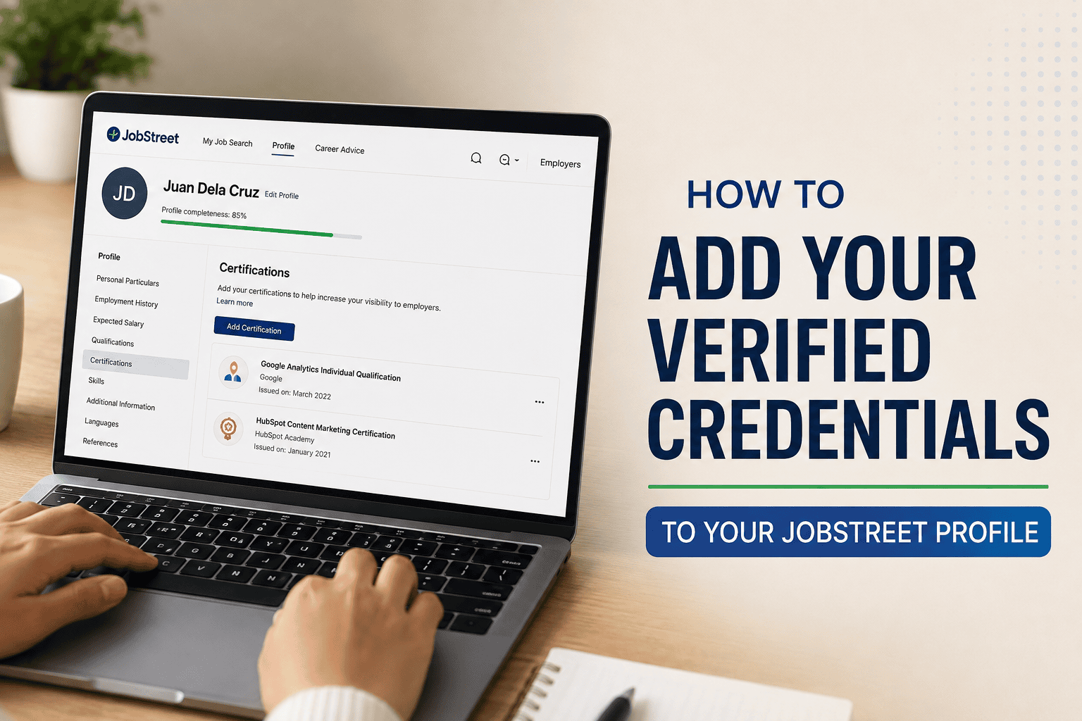 Add certificate to Jobstreet Profile